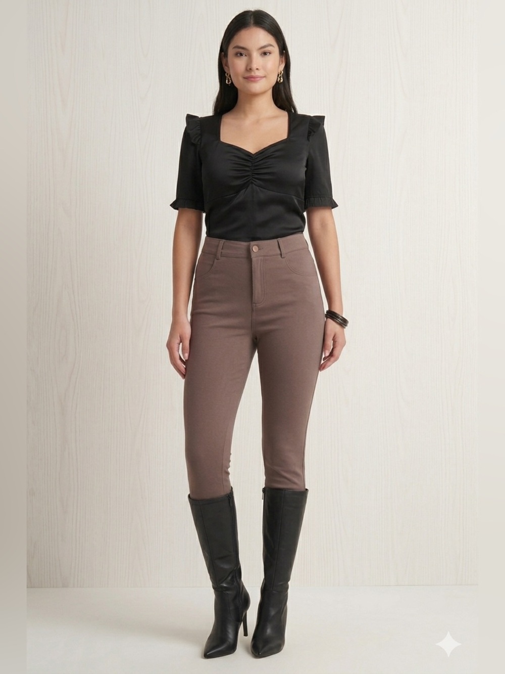 NWT Gorgeous TRUTH Ash Browm High Waisted Zip Up Jeggins Sz 4